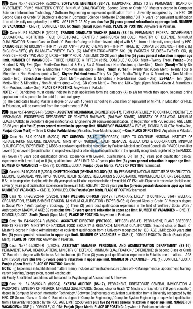 FPSC Jobs 2024 Advertisement 5 Apply Online (352+ Seats)