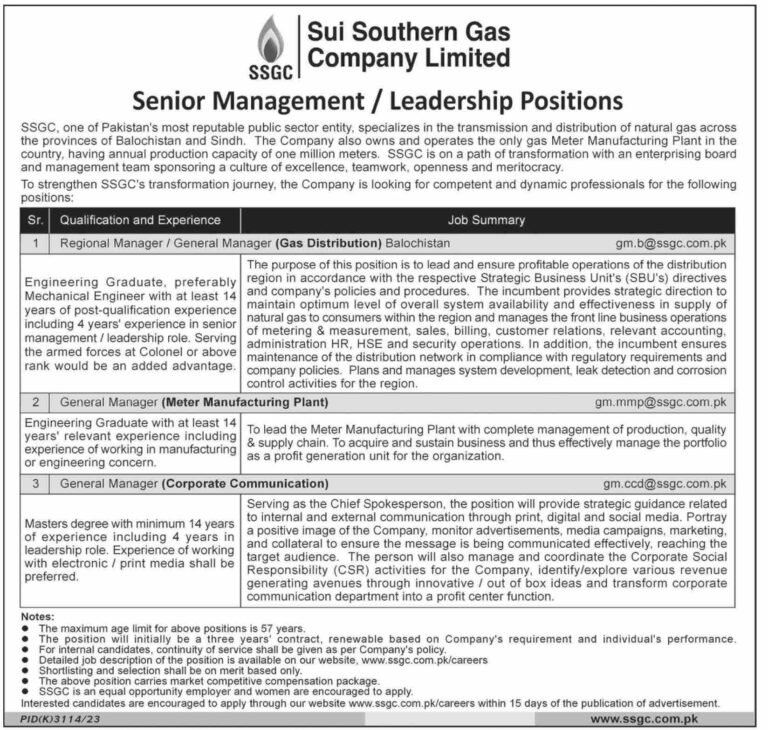 Sui Gas Jobs 2024