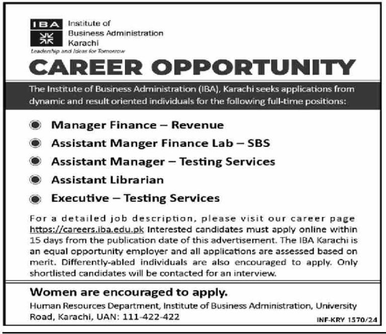 IBA Karachi Jobs 2024 | Institute of Business Administration
